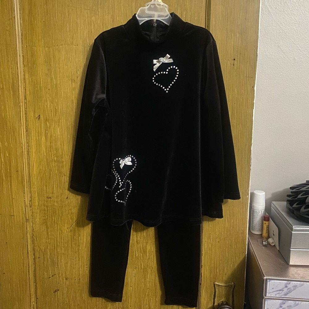 Black Velvet Long Sleeve and Pants Set Kids